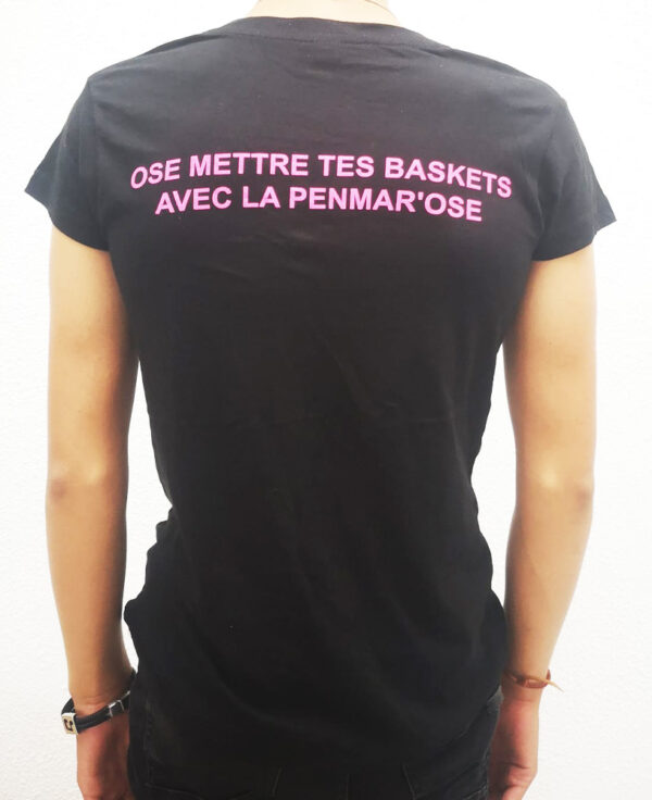 Tee-shirt coton col V Noir Femme